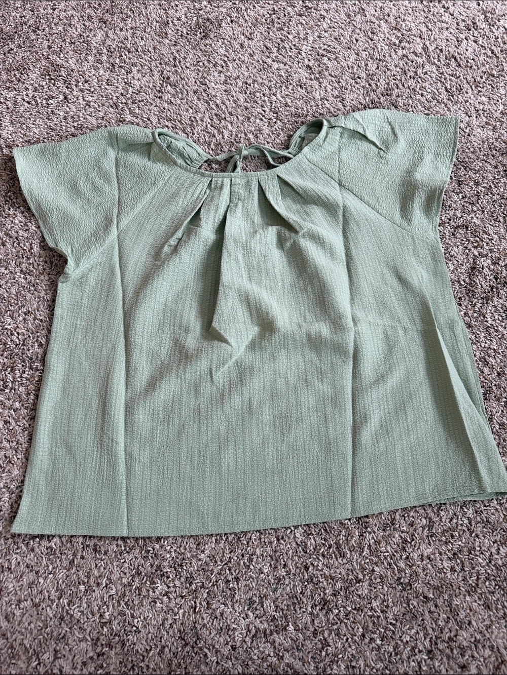 Hem & Thread Sage Green Pleated Tie-Back Blouse